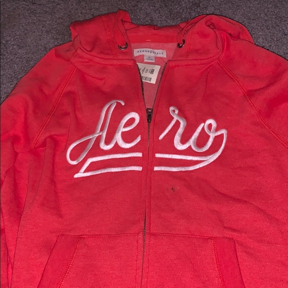CORAL AEROPOSTALE ZIP UP SWEATSHIRT